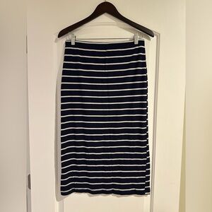 Lush Navy and White Striped Pencil Skirt
